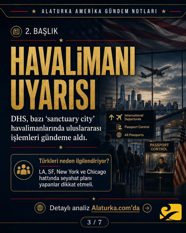 22 Mayıs 2026 Alaturka Amerika Gündem Notları carousel görseli, Türkleri ilgilendiren beş Amerika başlığı
