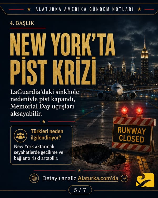 22 Mayıs 2026 Alaturka Amerika Gündem Notları carousel görseli, Türkleri ilgilendiren beş Amerika başlığı