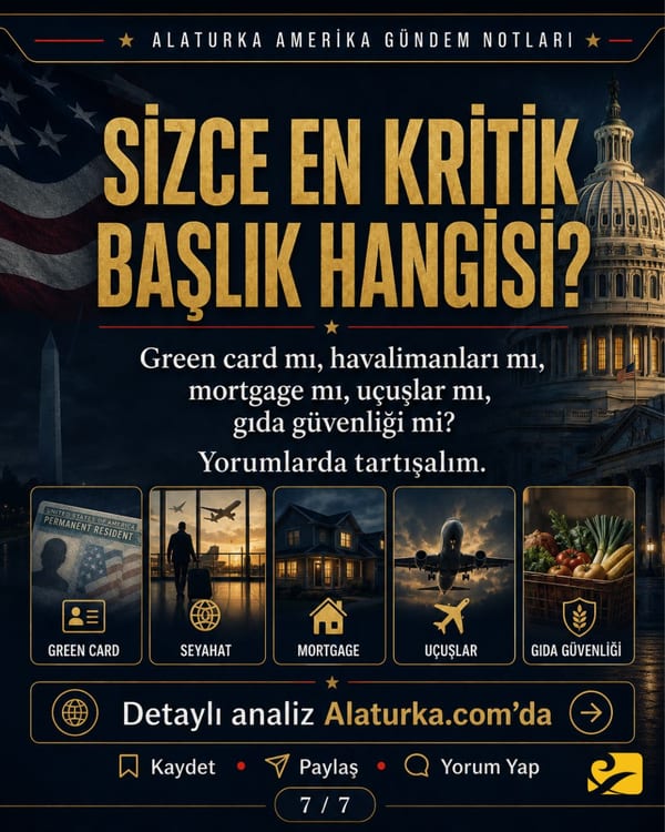 22 Mayıs 2026 Alaturka Amerika Gündem Notları carousel görseli, Türkleri ilgilendiren beş Amerika başlığı