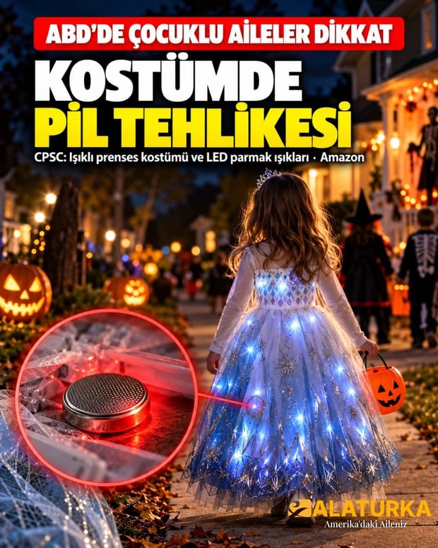 ABD'de ışıklı kostümde düğme pil tehlikesi
