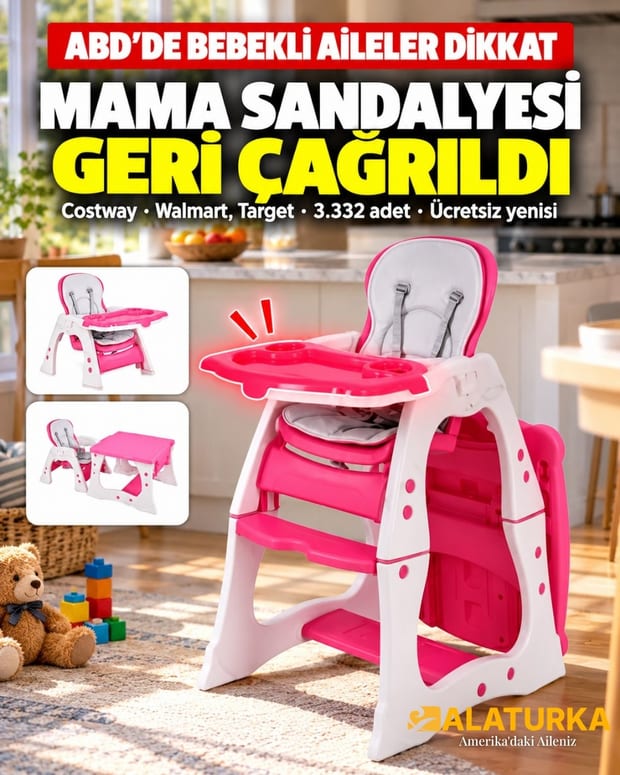 ABD'de Costway mama sandalyesi geri çağrıldı