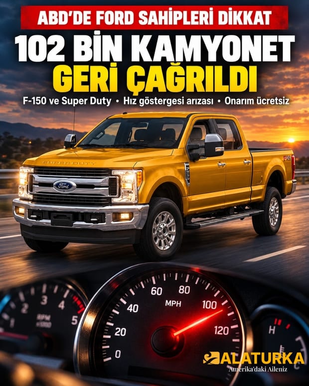ABD'de Ford 102 bin kamyoneti geri çağırdı