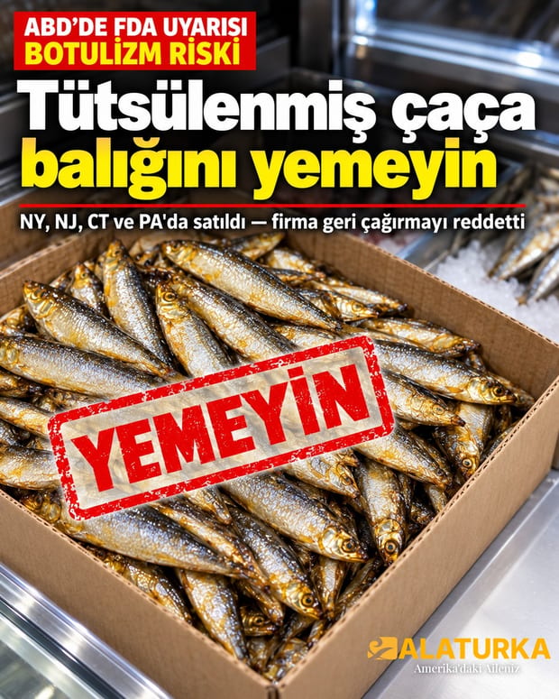 ABD'de FDA'nın botulizm uyarısı yaptığı Haifa tütsülenmiş çaça balıkları karton kutuda