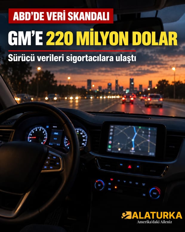 Gece şehir ışıkları altında yoğun trafikli bir otoyolda ilerleyen aracın içinden, direksiyon ve navigasyon ekranlı göstergeler görülüyor (temsilî görsel)