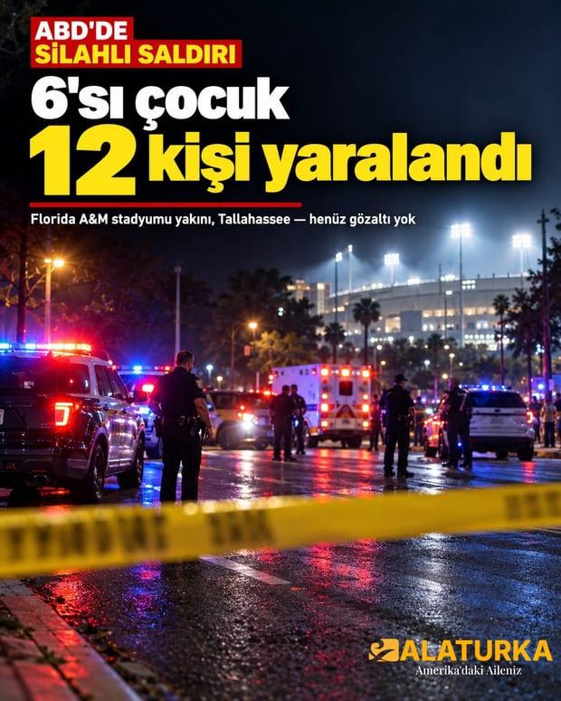 ABD'nin Florida eyaletindeki Tallahassee'de silahlı saldırı sonrası stadyum yakınında polis şeridi ve polis araçları