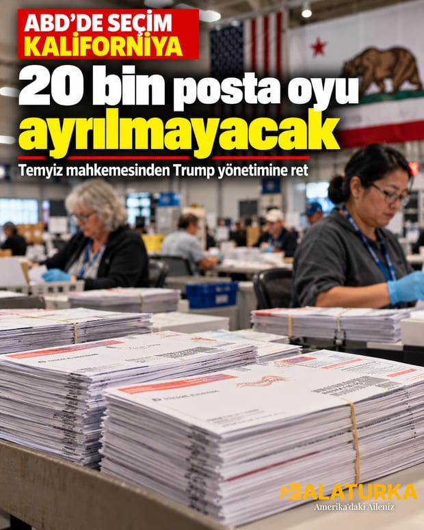 ABD'de Kaliforniya'da sayım merkezinde posta oyu zarfları; temyiz mahkemesi 20 bin oyu ayırma talebini geri çevirdi