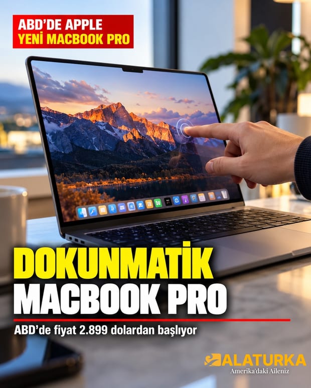 ABD'de 2.899 dolardan satışa çıkan dokunmatik ekranlı MacBook Pro'nun ekranına parmakla dokunan kullanıcı