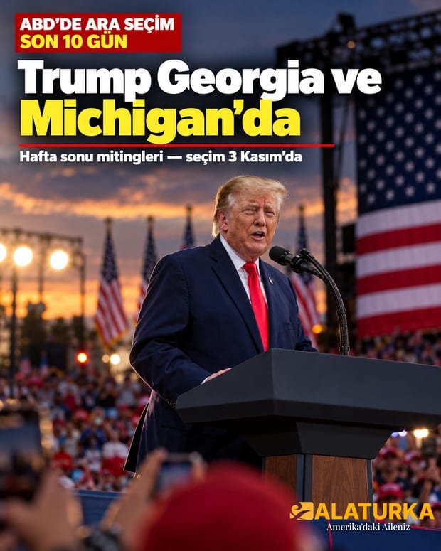 ABD Başkanı Trump ara seçim öncesi mitingde kürsüde konuşuyor