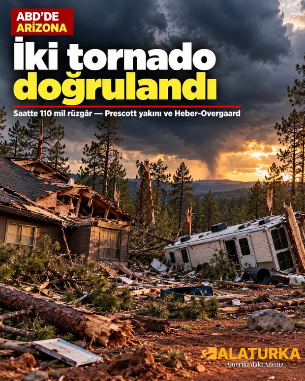 ABD'nin Arizona eyaletinde tornadonun hasar verdiği ev ve devrilen karavan