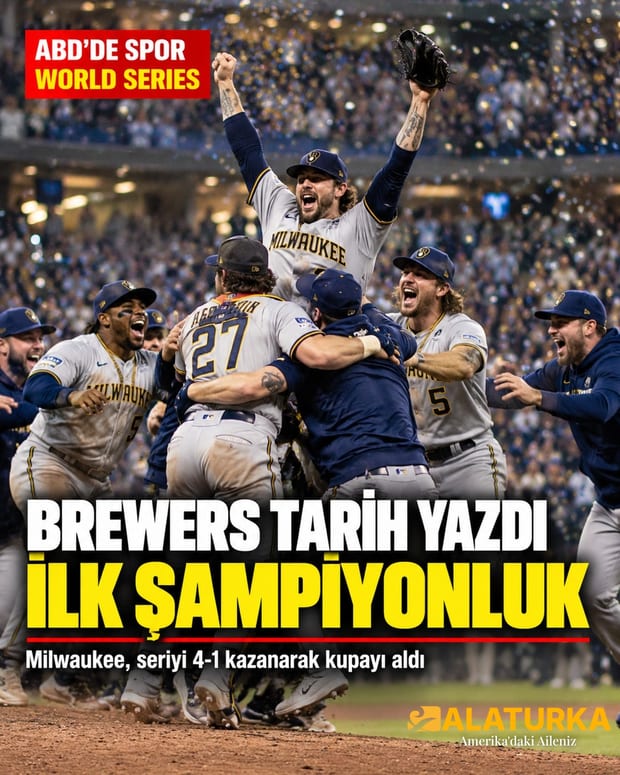 ABD'de World Series şampiyonu Milwaukee Brewers oyuncularının sahada sevinç kutlaması