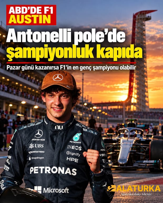 Mercedes pilotu Kimi Antonelli ABD Grand Prix'si öncesi Austin'deki Circuit of the Americas pistinde