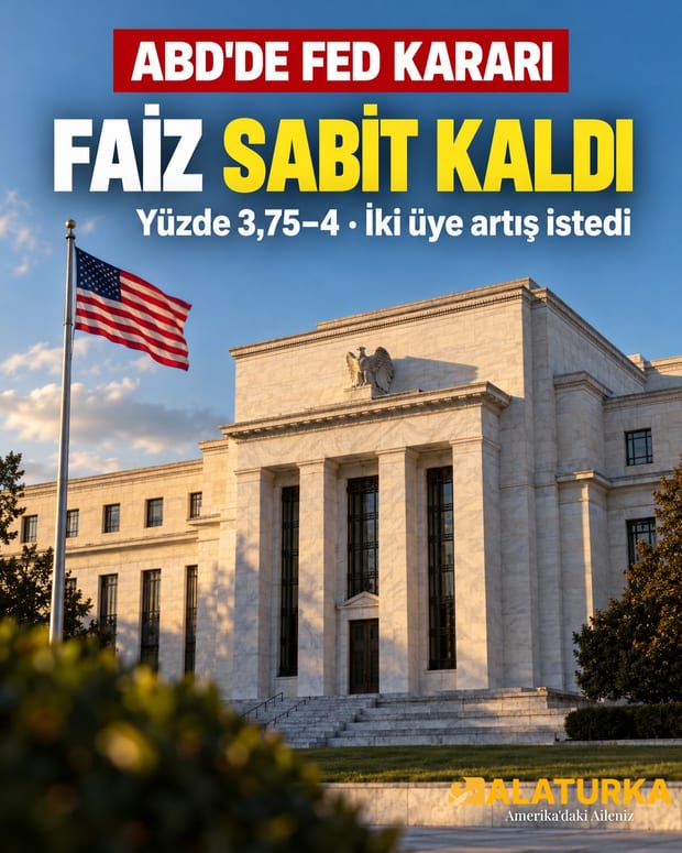ABD'de Fed faizi yüzde 3,75–4'te sabit tuttu: İki üye artış istedi, gözler Aralık'ta