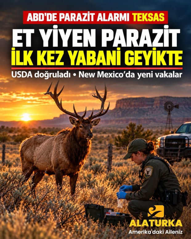 Teksas'ta wapiti geyiğinde doğrulanan New World screwworm paraziti; ABD'de ilk yaban hayatı vakası