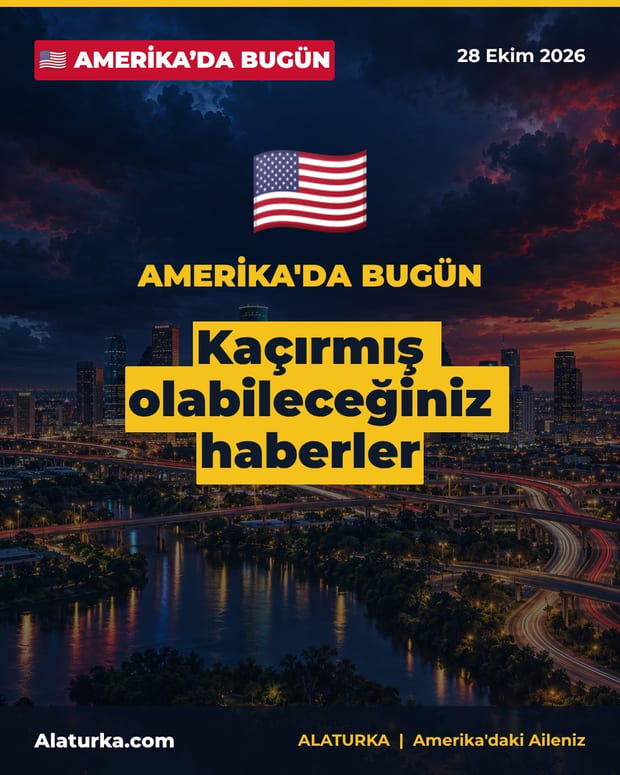 Gece Houston silüeti önünde 'Amerika'da Bugün – Kaçırmış olabileceğiniz haberler' yazılı 28 Ekim 2026 kapak kartı