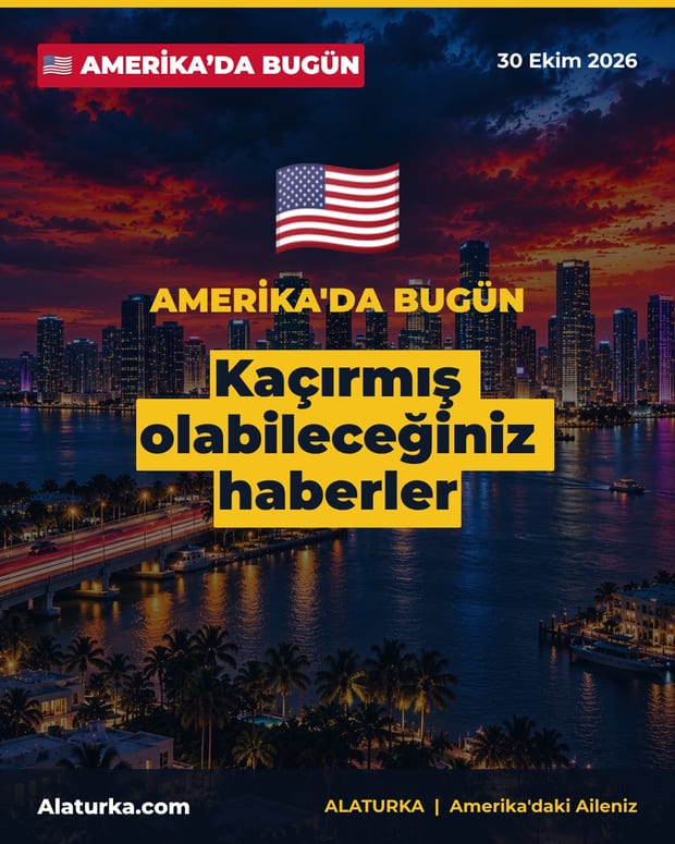 Gün batımında Miami silüeti önünde 'Amerika'da Bugün – Kaçırmış olabileceğiniz haberler' yazılı 30 Ekim 2026 kapak kartı
