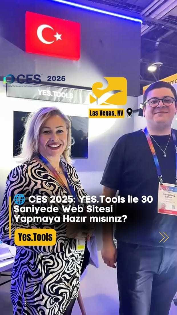 Canan Tokoğlu CES 2025'te YES.Tools standında Dorukhan Koşar ile