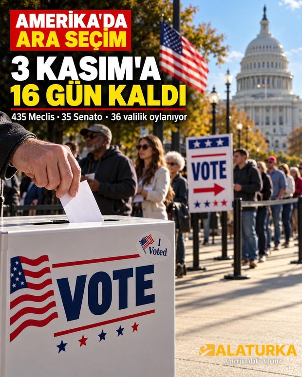 ABD'de bir oy merkezinde oy pusulasını sandığa atan seçmen, arkada sıra ve Kongre binası