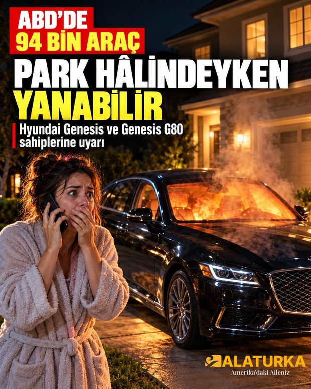 Gece evin önünde içi alev alan siyah sedan ve telefonla yardım isteyen bornozlu kadın