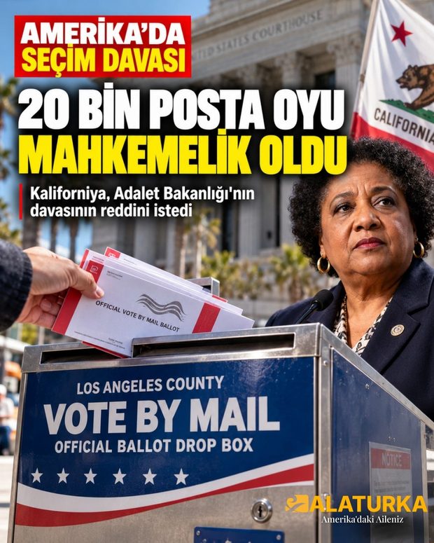 Kaliforniya'da bir seçim merkezinde posta oylarının toplandığı kutu