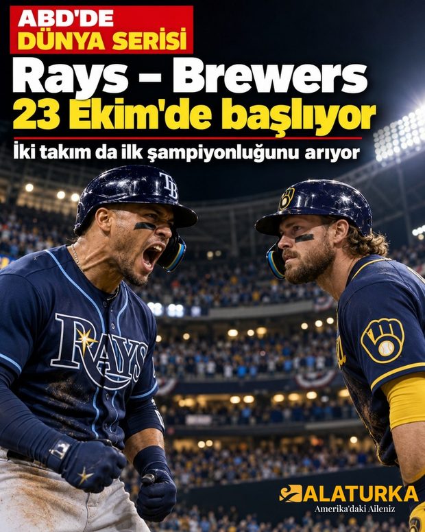 Tampa Bay Rays ve Milwaukee Brewers oyuncuları Dünya Serisi öncesi stadyumda karşı karşıya