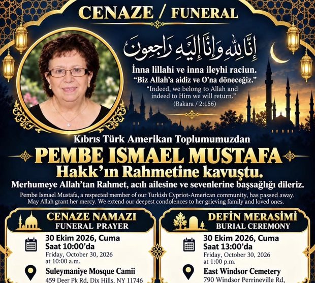 Pembe Ismael Mustafa cenaze duyurusu