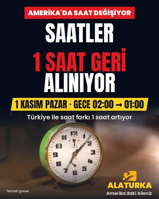 Çalar saat: Amerika'da saatler 1 Kasım'da 1 saat geri alınıyor