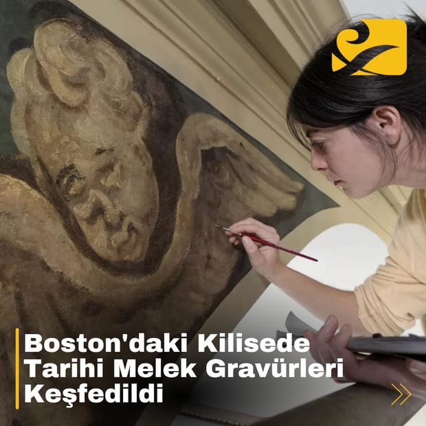 Eski Kuzey Kilisesi’nde 1730’lardan kalma melek gravürleri, yedi kat boya altında saklanıyordu.