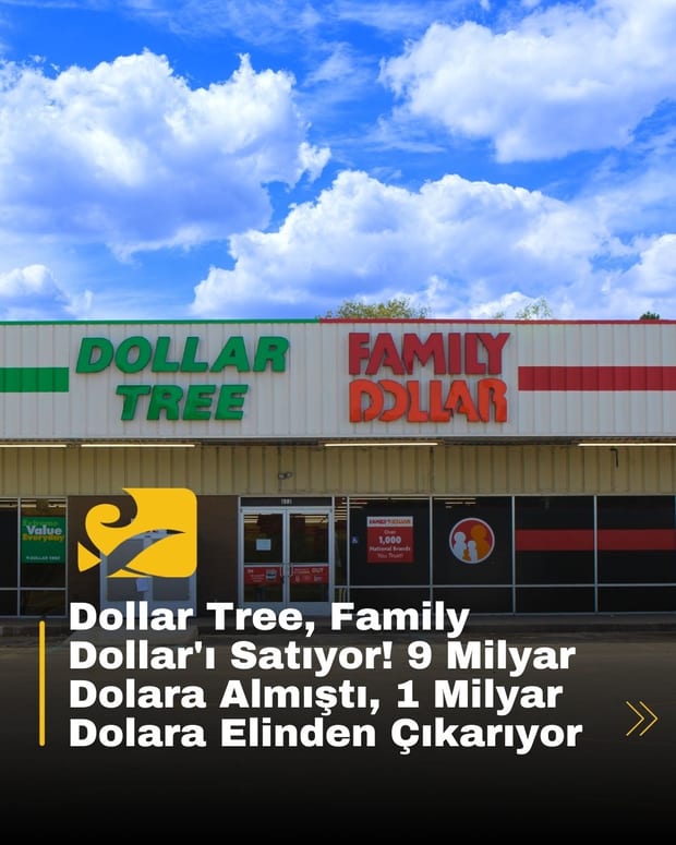 Dollar Tree'nin Family Dollar mağazalarını zararına sattığını simgeleyen görsel