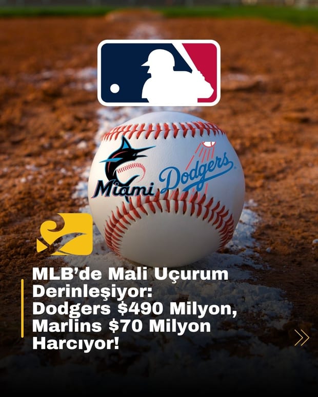 MLB'de Dodgers ve Marlins arasındaki devasa bütçe farkını simgeleyen beyzbol temalı görsel
