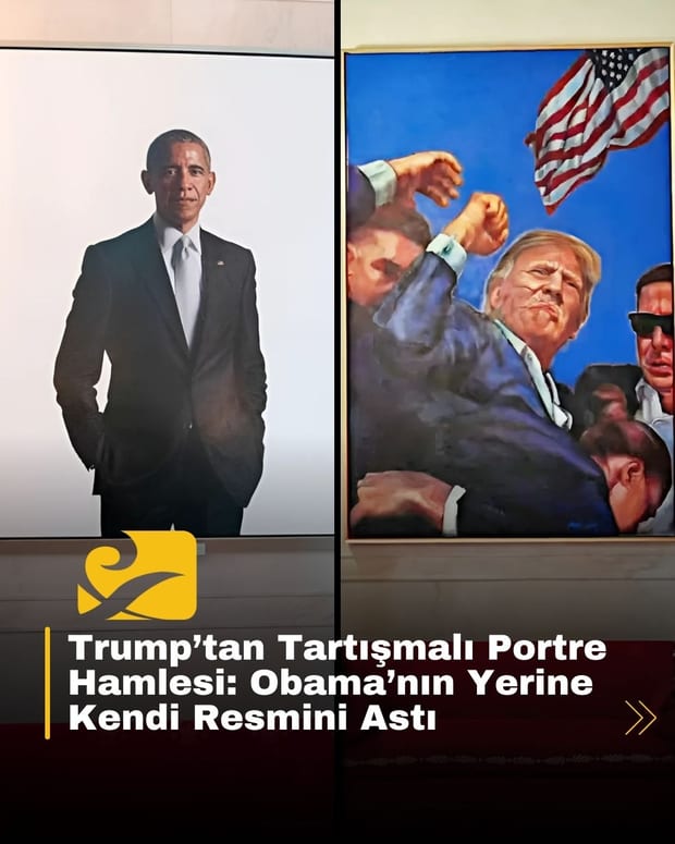 Trump, Beyaz Saray’da Obama’nın portresini kaldırarak yerine kendi tablosunu yerleştirdi