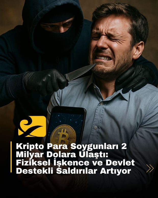 Kripto cüzdanların çalındığı sanal saldırıları ve fiziksel tehditleri anlatan sembolik görsel