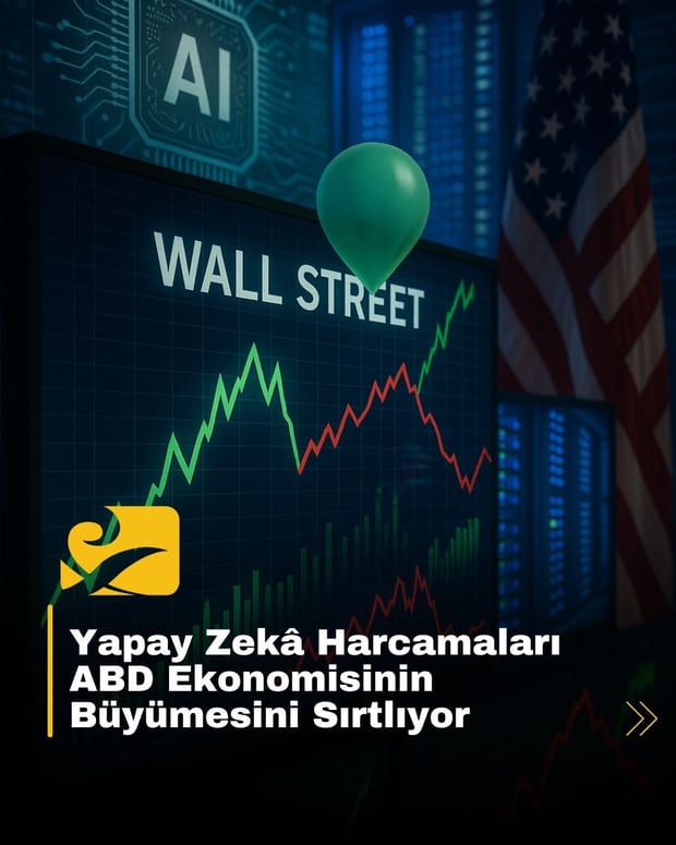 Yapay zekâ yatırımlarının ABD ekonomisini büyüttüğünü simgeleyen görsel