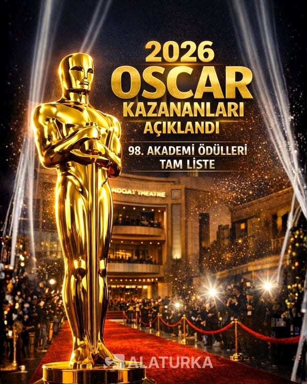 2026 Oscar kazananları ve 98. Akademi Ödülleri töreni için hazırlanan Oscar heykelciği görseli