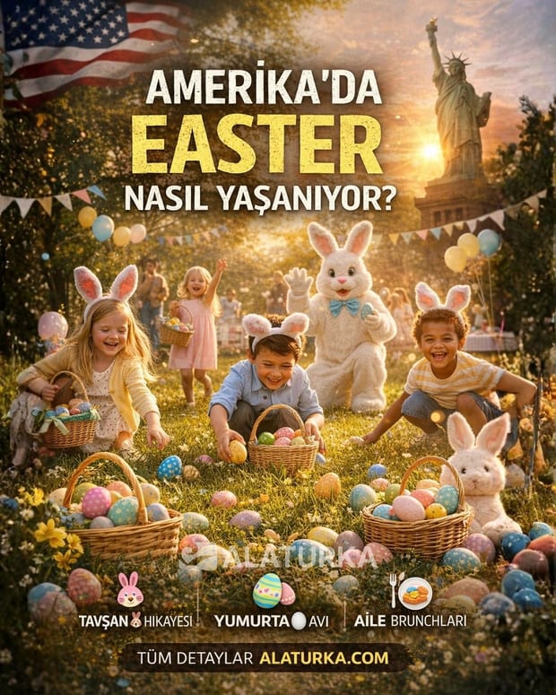 Amerika'da Easter (Paskalya) kutlamalarında parkta Egg Hunt (yumurta avı) yapan çocuklar ve alışveriş sepeti