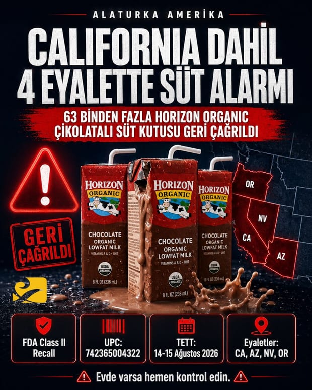 California dahil 4 eyalette Horizon Organic çikolatalı süt geri çağırma uyarısı