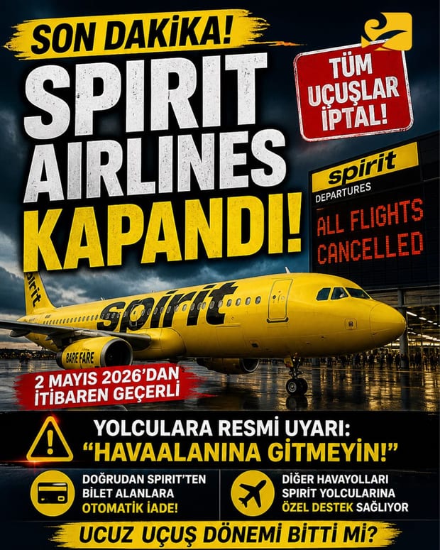 ABD’de Spirit Airlines’ın kapanışını ve iptal edilen uçuşları anlatan havalimanı sahnesi