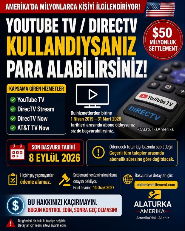 YouTube TV ve DirecTV kullanıcıları için 50 milyon dolarlık Disney settlement başvurusu