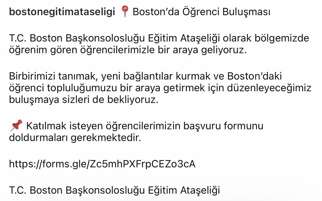 Boston'da Öğrenci Buluşması (Eğitim Ataşeliği) afişi