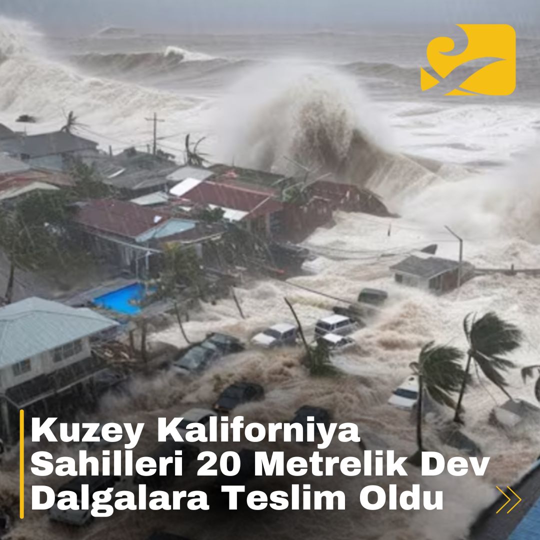 kuzey-kaliforniya-dev-dalgalar Kuzey Kaliforniya kıyılarını vuran 20 metrelik dev dalgalar, tarihi Santa Cruz İskelesi’ni çökertti.