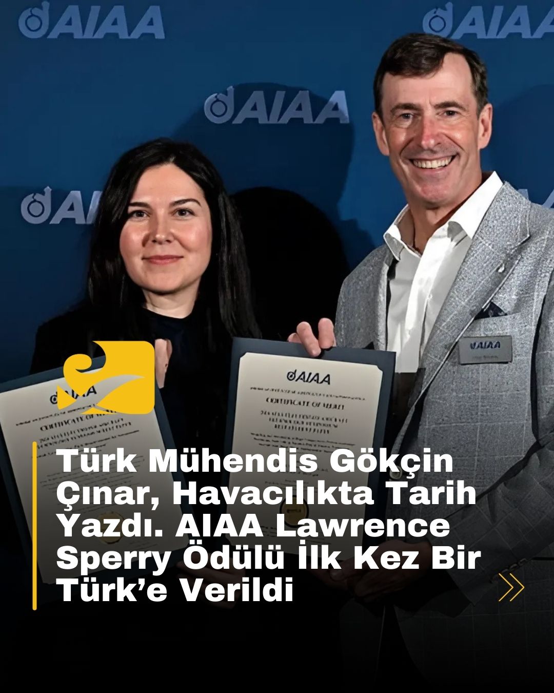 Dr. Gökçin Çınar, hibrit elektrikli uçak sistemleri alanındaki başarılarıyla AIAA Lawrence Sperry Ödülü’nü kazandı