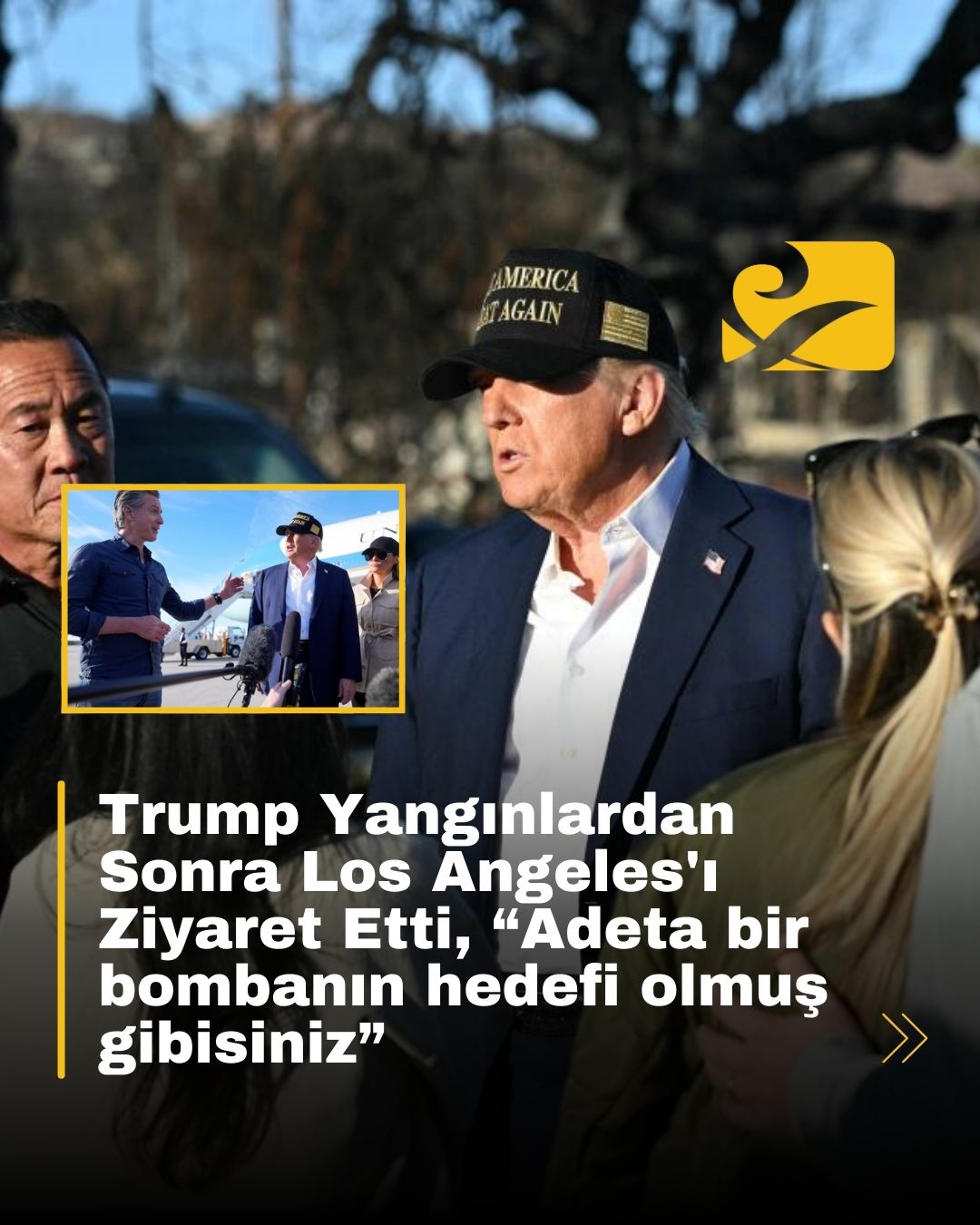 Trump, Los Angeles’ta yangın bölgesini ziyaret ederek federal desteğin sağlanacağını vurguladı
