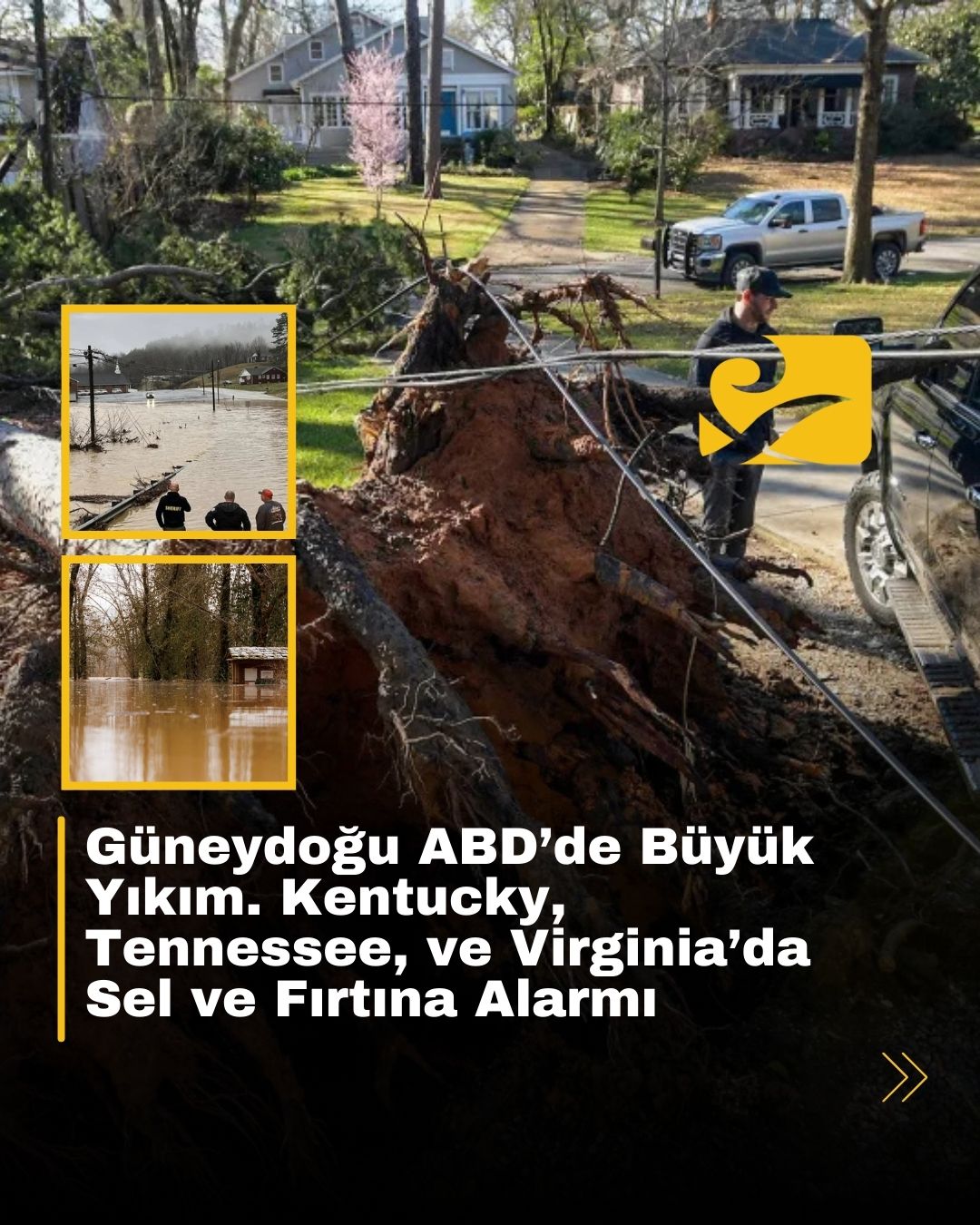 Güneydoğu ABD’de etkili olan fırtına ve sel, Kentucky, Tennessee ve Virginia’da büyük hasara yol açtı