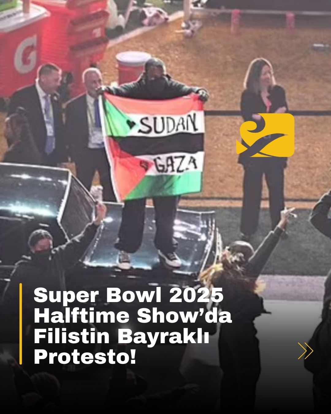 Super Bowl LIX Halftime Show’da bir protestocu Filistin bayrağı açtı, olay sosyal medyada gündem oldu!
