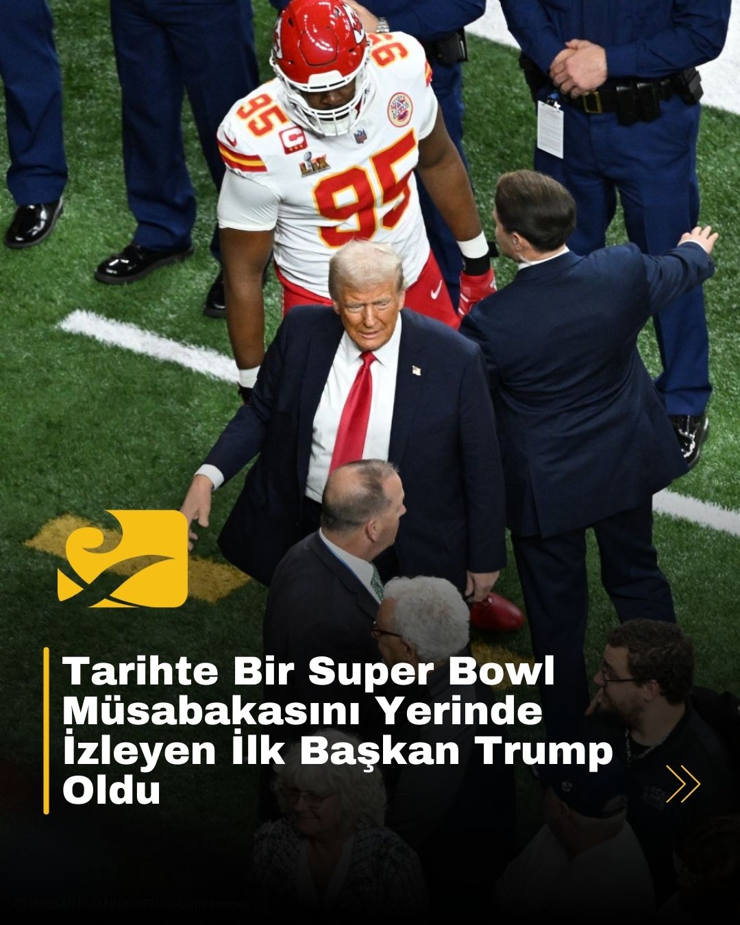 Başkan Donald Trump, Super Bowl LIX’te saha kenarında görüntülendi.