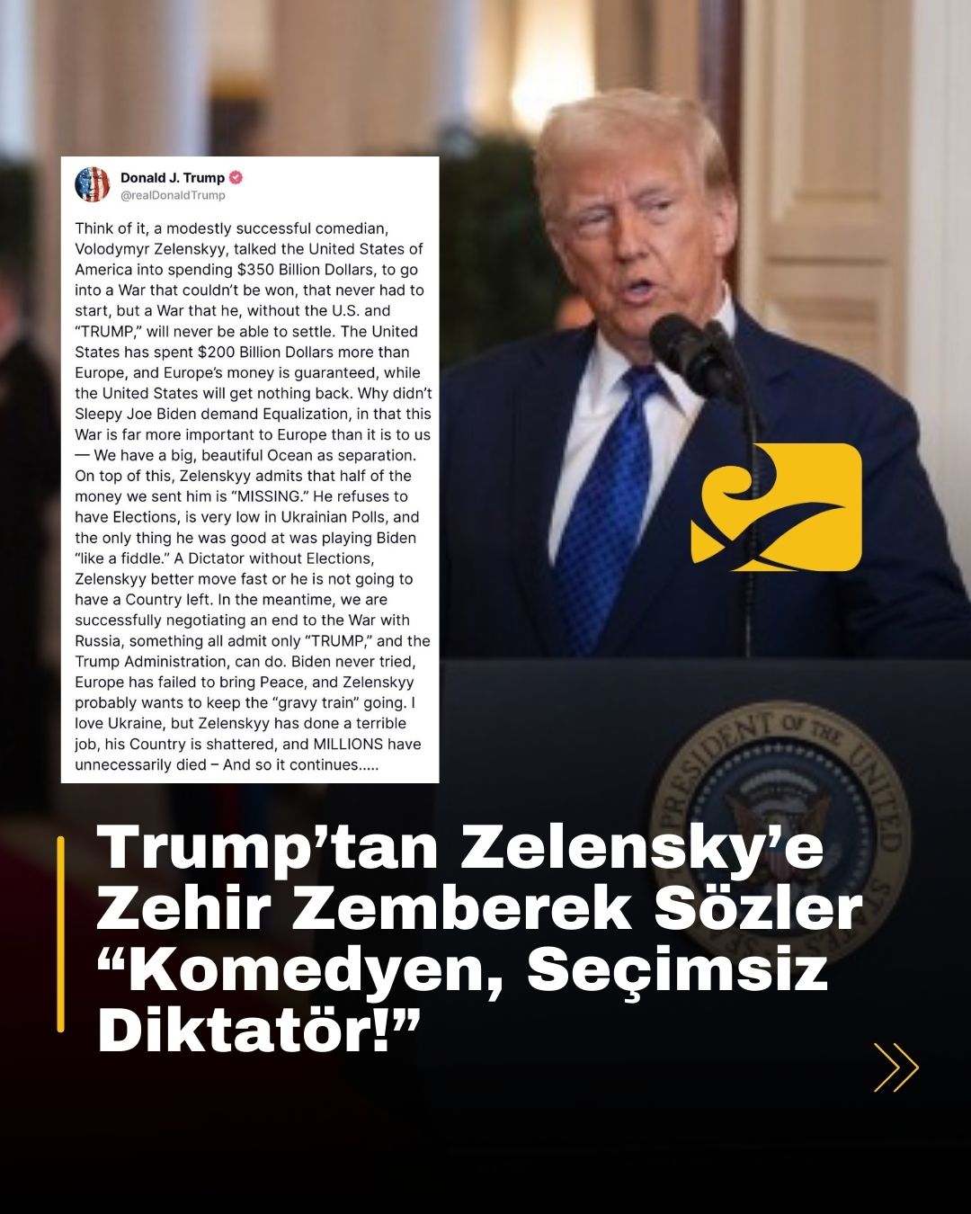 trump-zelensky-ukrayna Trump, Ukrayna’ya sağlanan 350 milyar dolarlık desteğin boşa gittiğini savundu