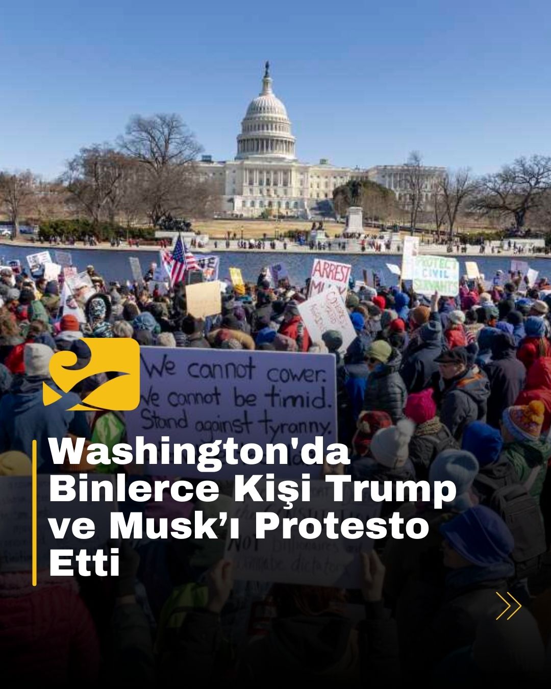 Washington'da binlerce kişi, Trump ve Elon Musk yönetimini protesto etti