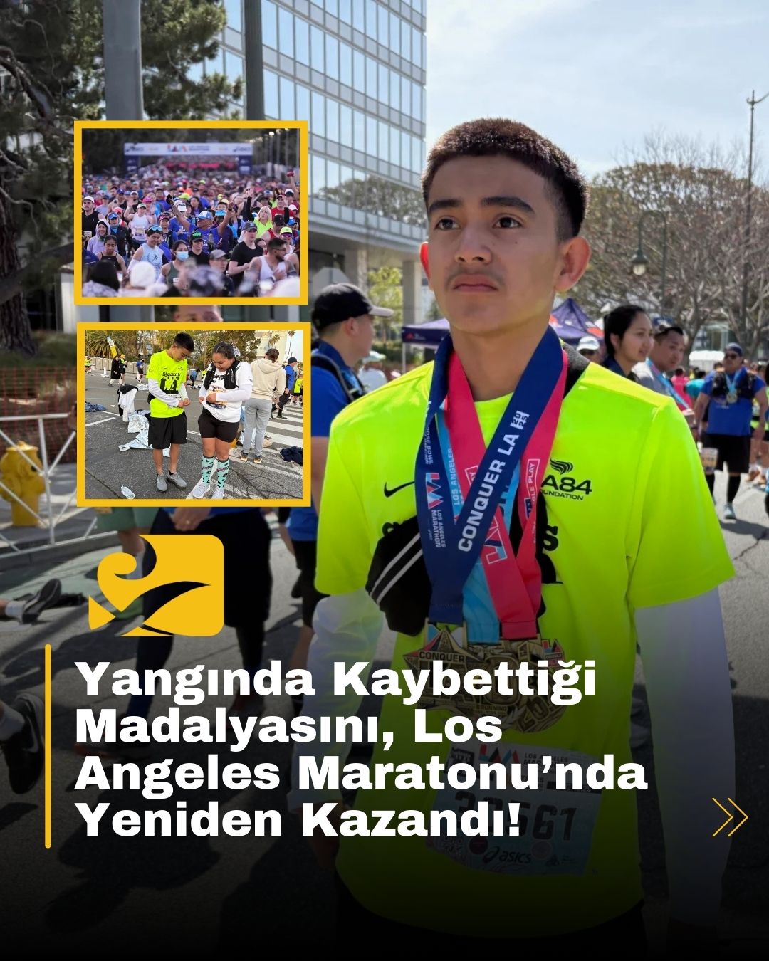 Abel Rivera, yangında kaybettiği madalyasını LA Maratonu’nda yeniden kazandı