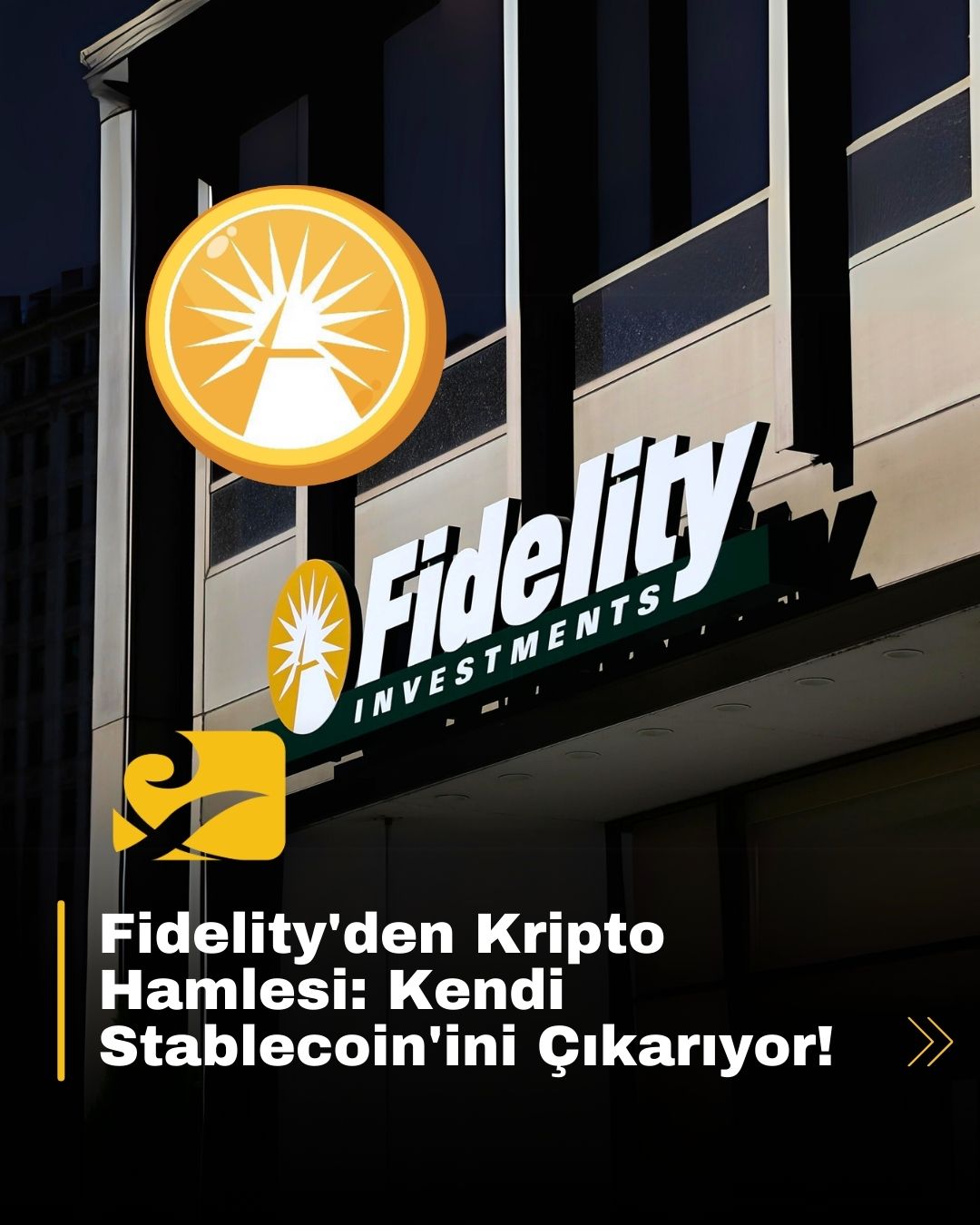 Fidelity Investments'ın stablecoin çıkarmasını simgeleyen dijital para görseli