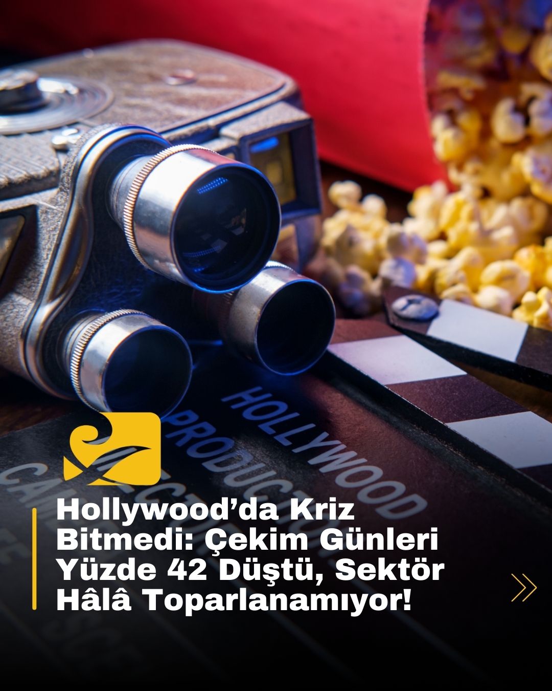 Hollywood’da grev sonrası çekim günlerinin azalmasını simgeleyen boş film seti görseli