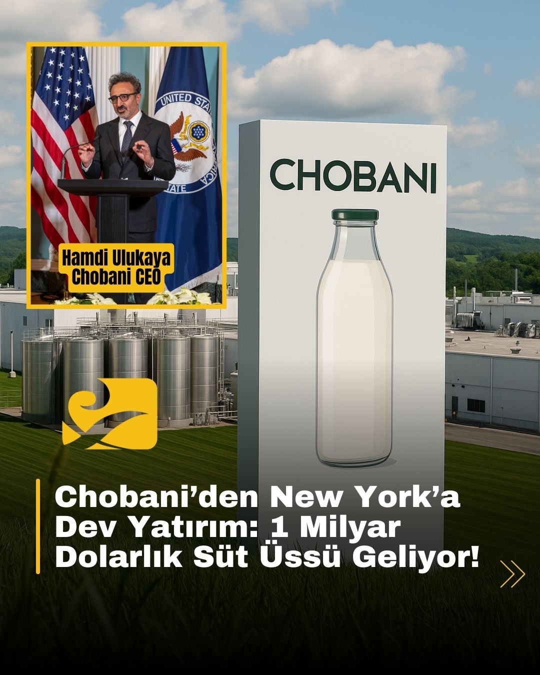 Chobani’nin New York’un Rome şehrine kuracağı dev tesis, yılda 1 milyar pound süt ürünü üretecek ve 1.000 kişiye iş imkânı sağlayacak